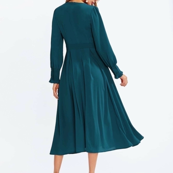 SHEIN Blue Green Fit and Flare Maxi Dress small - Picture 3 of 10